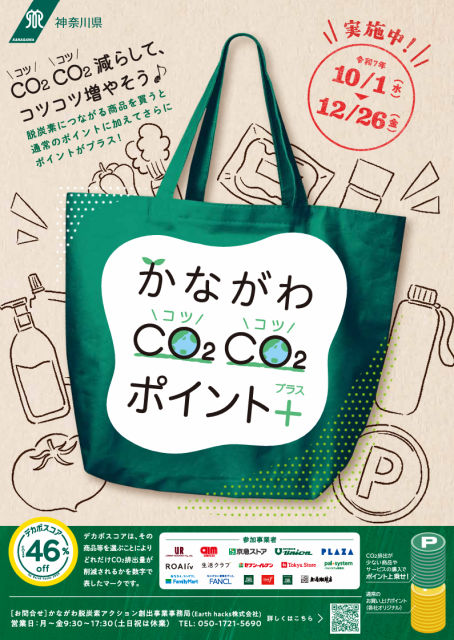 脱炭素につながる商品の購入等でポイントを上乗せ「かながわCO2CO2ポイント+」